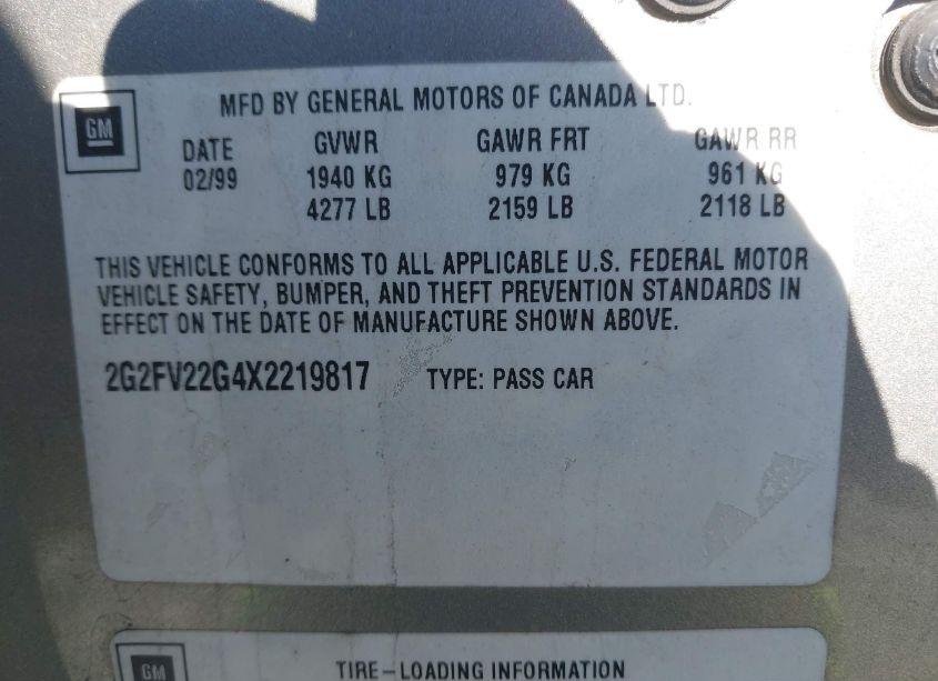 Photo 9 of 1999 Pontiac Firebird TRANS AM (VIN 2G2FV22G4X2219817)