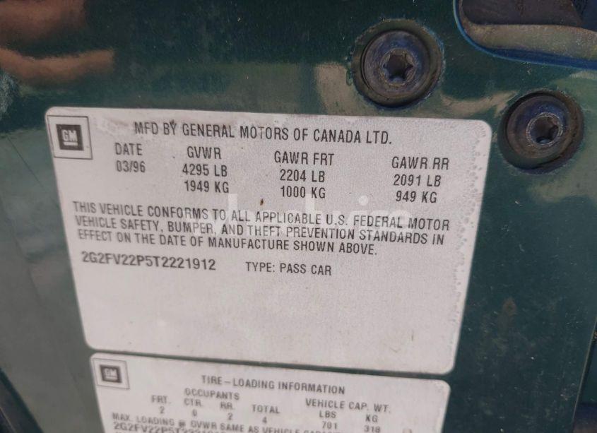 Photo 9 of 1996 Pontiac Firebird FORMULA/TRANS AM (VIN 2G2FV22P5T2221912)