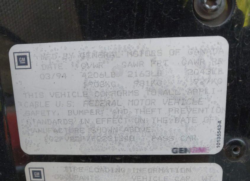 Photo 9 of 1994 Pontiac Firebird FORMULA/TRANS AM/GT (VIN 2G2FV22P7R2231348)