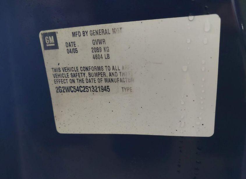 Photo 9 of 2005 Pontiac Grand PRIX GXP (VIN 2G2WC54C251321945)