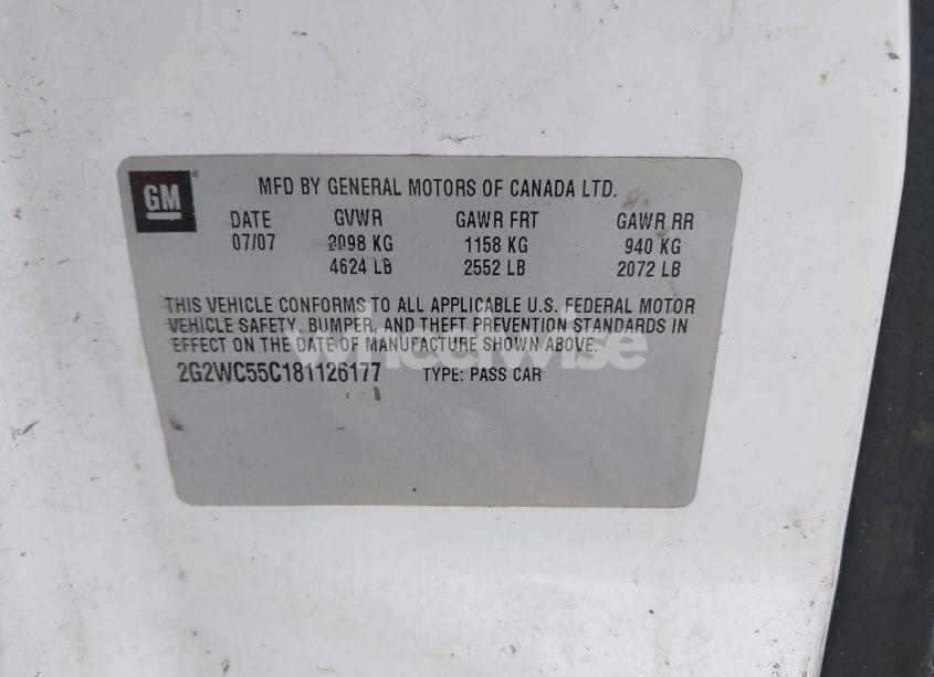 Photo 9 of 2008 Pontiac Grand PRIX GXP (VIN 2G2WC55C181126177)