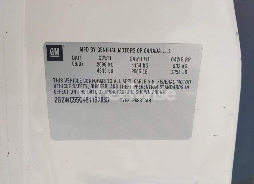 Photo 9 of 2008 Pontiac Grand PRIX GXP (VIN 2G2WC55C481157035)