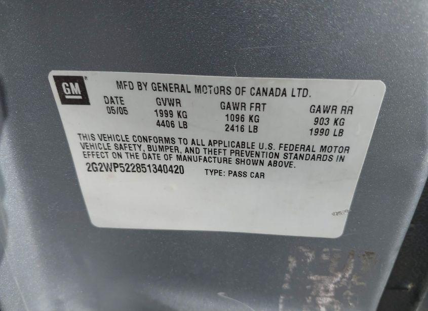 Photo 9 of 2004 Pontiac Grand PRIX GT1 (VIN 2G2WP522341297555)