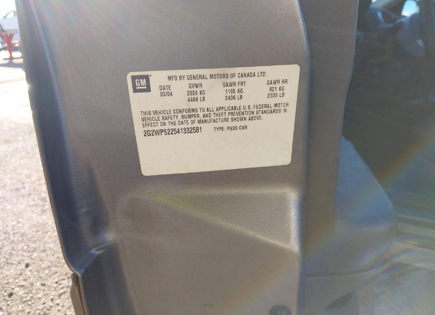 Photo 9 of 2004 Pontiac Grand PRIX GT1 (VIN 2G2WP522541332581)