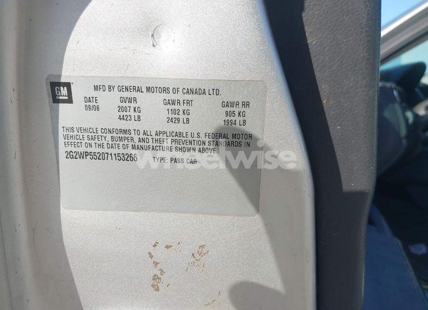 Photo 9 of 2007 Pontiac Grand PRIX (VIN 2G2WP552071153266)