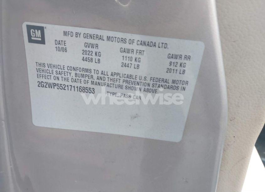 Photo 9 of 2007 Pontiac Grand PRIX (VIN 2G2WP552171168553)