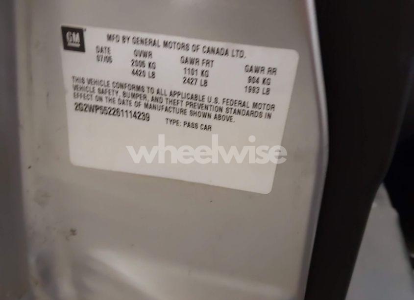 Photo 9 of 2006 Pontiac Grand PRIX (VIN 2G2WP552261114239)