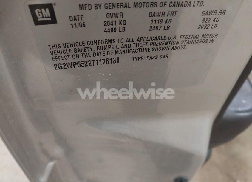 Photo 9 of 2007 Pontiac Grand PRIX (VIN 2G2WP552271176130)