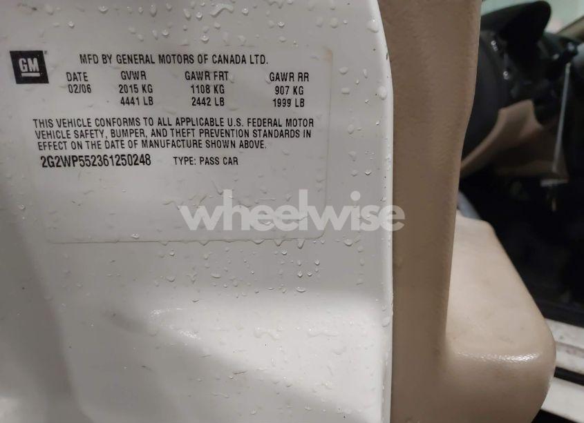 Photo 9 of 2006 Pontiac Grand PRIX (VIN 2G2WP552361250248)