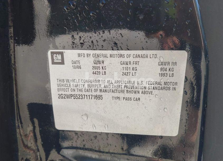 Photo 9 of 2007 Pontiac Grand PRIX (VIN 2G2WP552371171695)