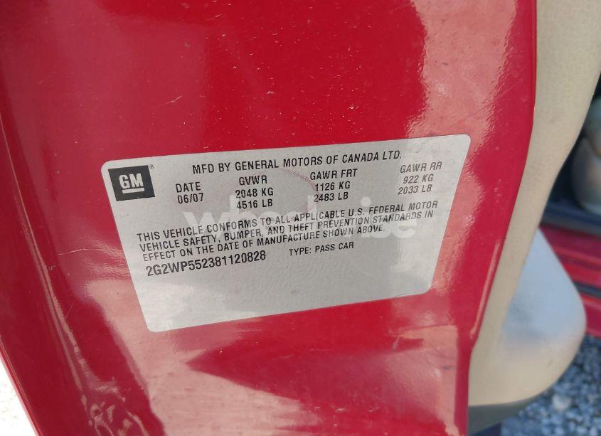 Photo 9 of 2008 Pontiac Grand PRIX (VIN 2G2WP552381120828)