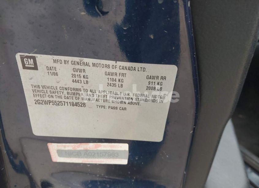 Photo 9 of 2007 Pontiac Grand PRIX (VIN 2G2WP552571184528)