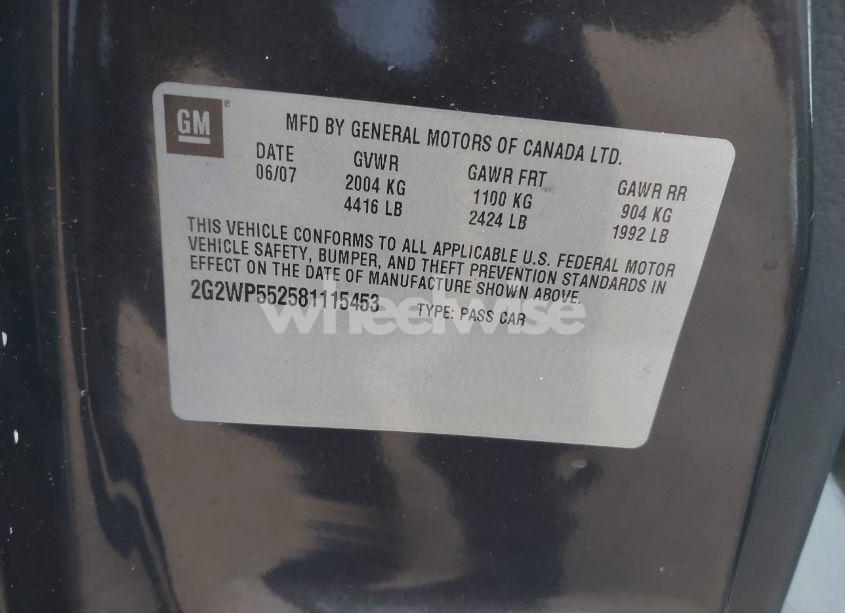 Photo 9 of 2008 Pontiac Grand PRIX (VIN 2G2WP552581115453)