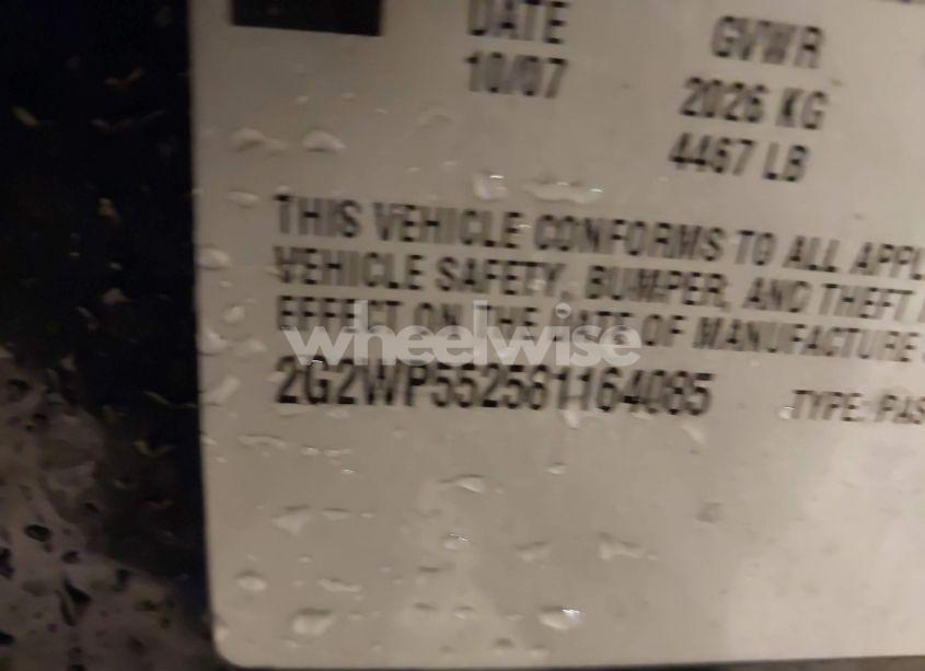 Photo 9 of 2008 Pontiac Grand PRIX (VIN 2G2WP552581164085)