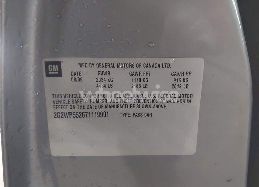 Photo 9 of 2007 Pontiac Grand PRIX (VIN 2G2WP552671119901)