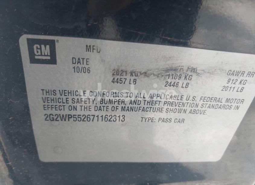 Photo 9 of 2007 Pontiac Grand PRIX (VIN 2G2WP552671162313)