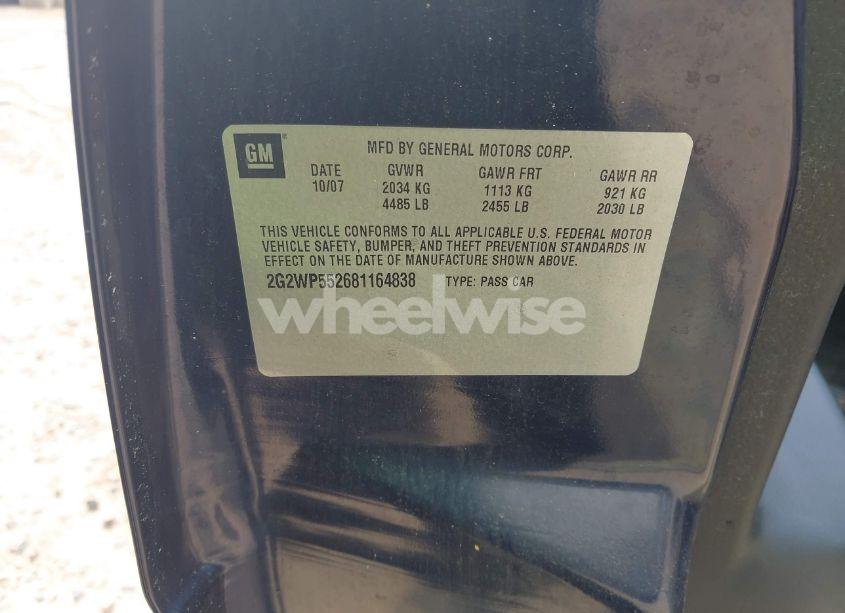 Photo 9 of 2008 Pontiac Grand PRIX (VIN 2G2WP552681164838)