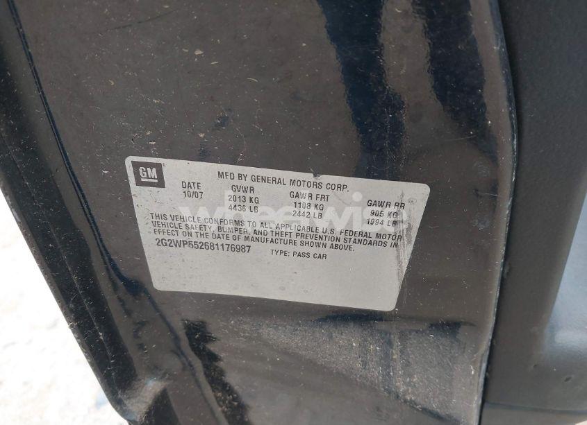 Photo 9 of 2008 Pontiac Grand PRIX (VIN 2G2WP552681176987)