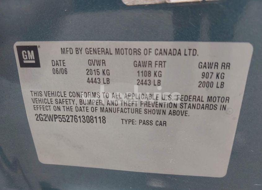 Photo 9 of 2006 Pontiac Grand PRIX (VIN 2G2WP552761308118)