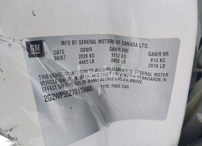 Photo 9 of 2008 Pontiac Grand PRIX (VIN 2G2WP552781124428)