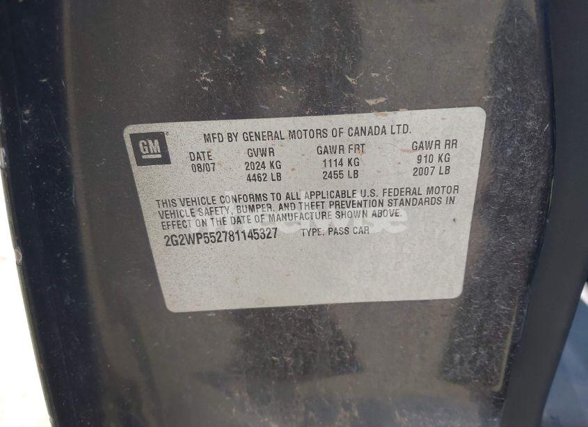 Photo 9 of 2008 Pontiac Grand PRIX (VIN 2G2WP552781145327)