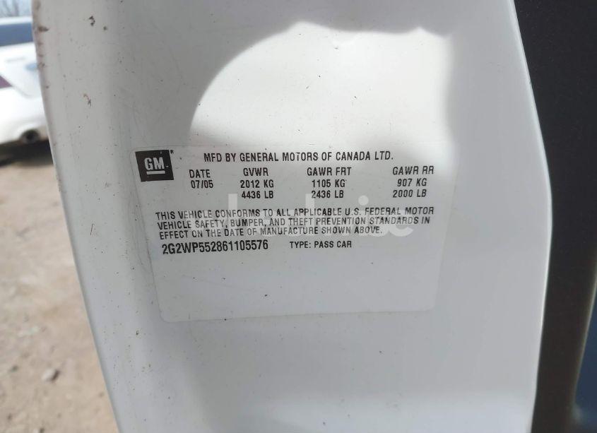 Photo 9 of 2006 Pontiac Grand PRIX (VIN 2G2WP552861105576)