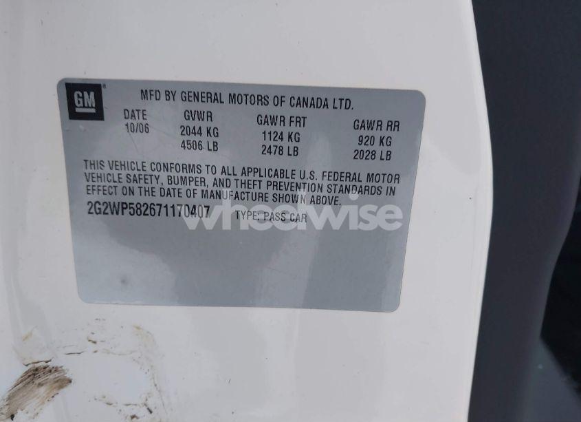 Photo 9 of 2007 Pontiac Grand PRIX (VIN 2G2WP582671170407)