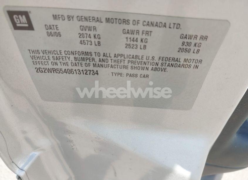 Photo 9 of 2006 Pontiac Grand PRIX GT (VIN 2G2WR554061312734)