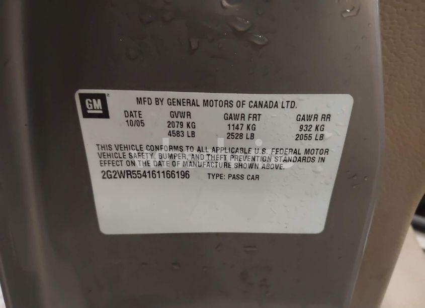 Photo 9 of 2006 Pontiac Grand PRIX GT (VIN 2G2WR554161166196)