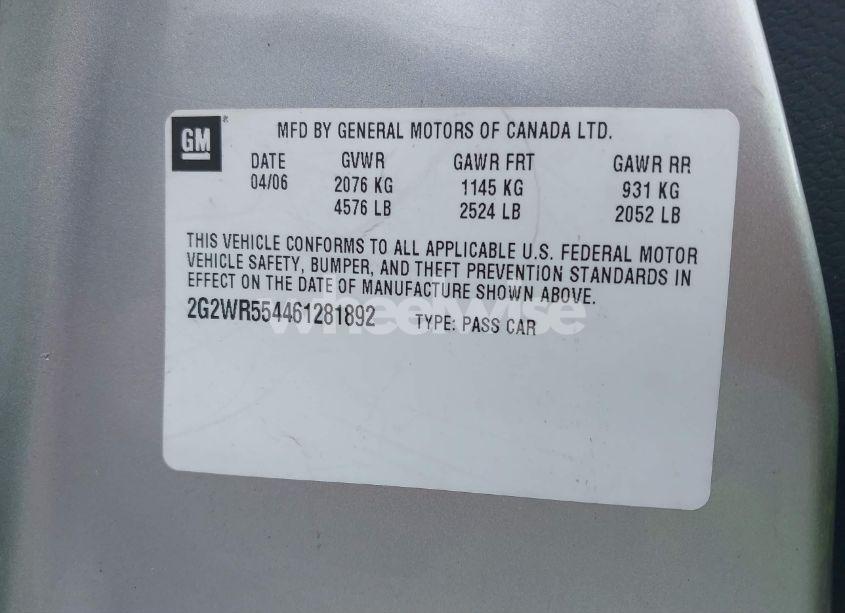 Photo 9 of 2006 Pontiac Grand PRIX GT (VIN 2G2WR554461281892)