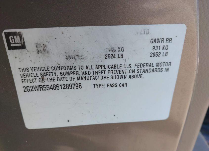 Photo 9 of 2006 Pontiac Grand PRIX GT (VIN 2G2WR554861289798)