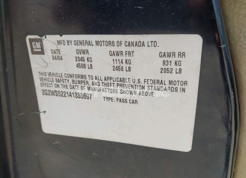 Photo 9 of 2004 Pontiac Grand PRIX GT2 (VIN 2G2WS522141338697)