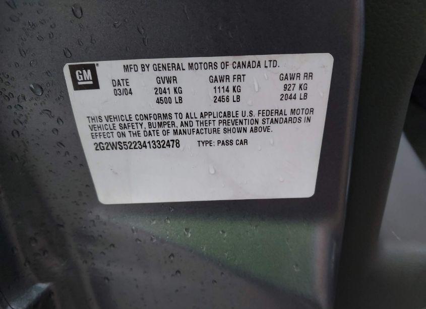 Photo 9 of 2004 Pontiac Grand PRIX GT2 (VIN 2G2WS522341332478)