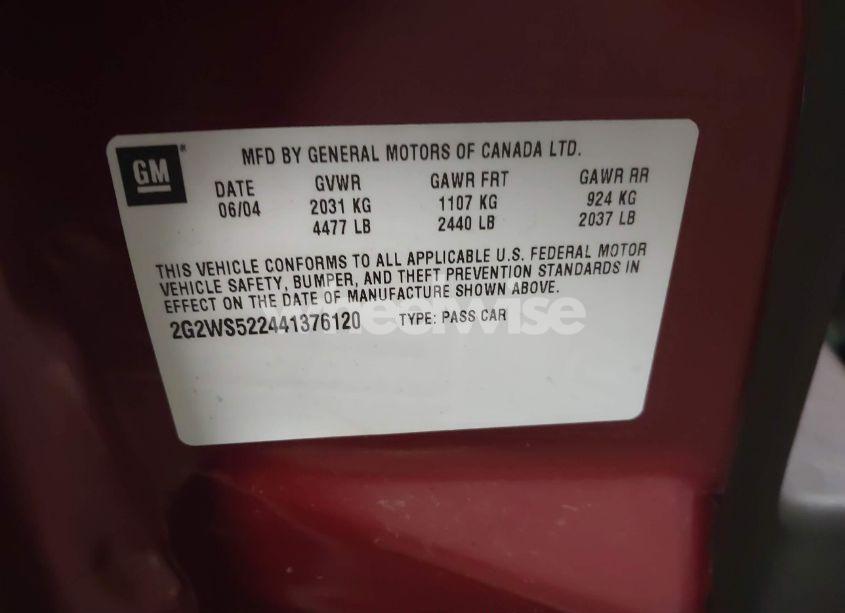 Photo 9 of 2004 Pontiac Grand PRIX GT2 (VIN 2G2WS522441376120)