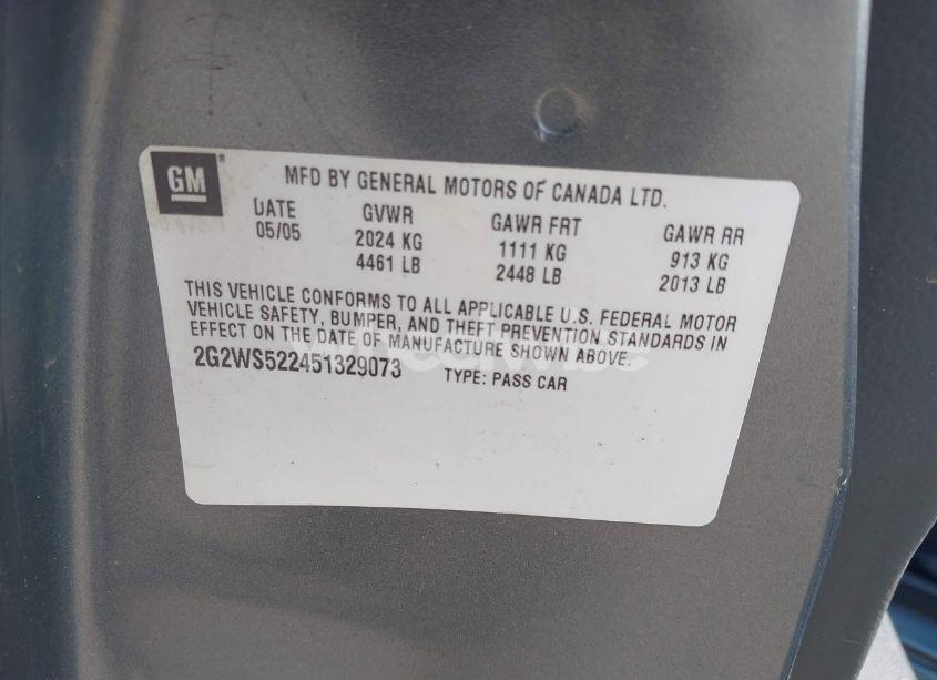 Photo 9 of 2005 Pontiac Grand PRIX GT (VIN 2G2WS522451329073)