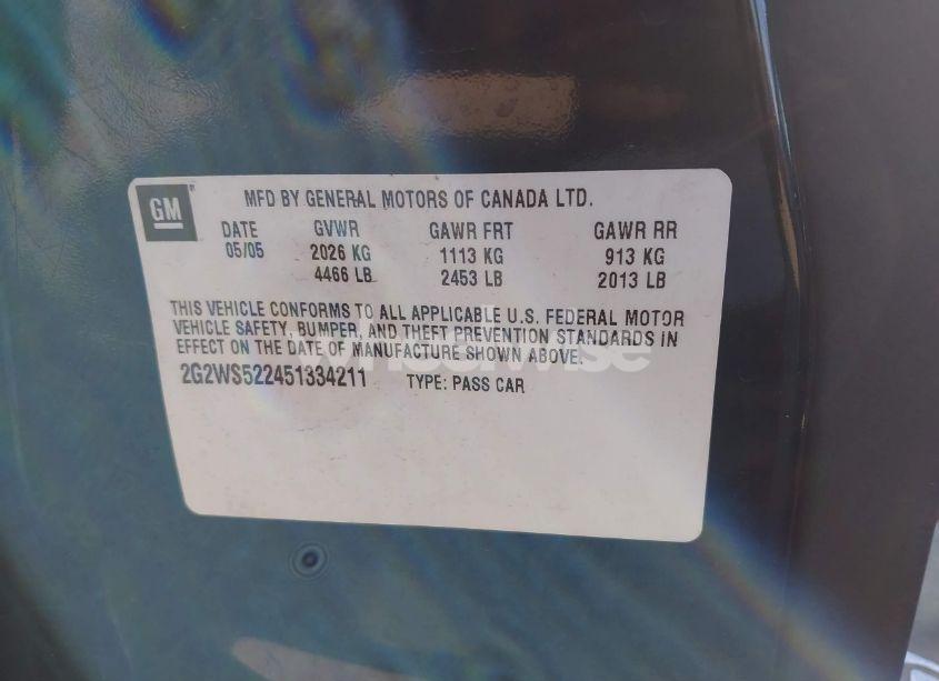 Photo 9 of 2005 Pontiac Grand PRIX GT (VIN 2G2WS522451334211)