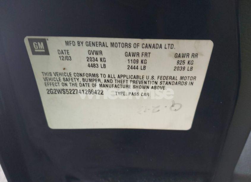 Photo 9 of 2004 Pontiac Grand PRIX GT2 (VIN 2G2WS522741266422)