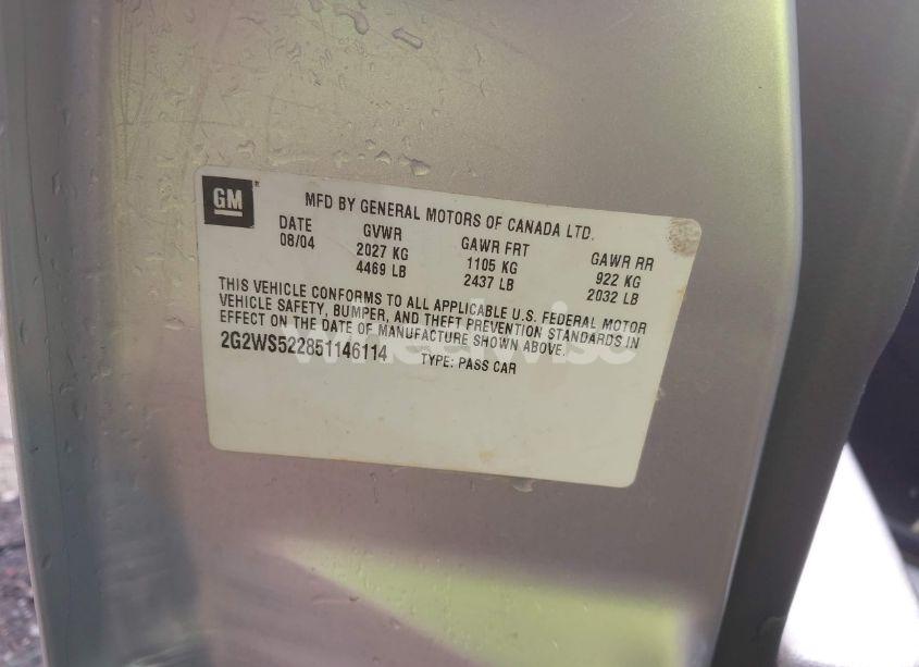 Photo 9 of 2005 Pontiac Grand PRIX GT (VIN 2G2WS522851146114)