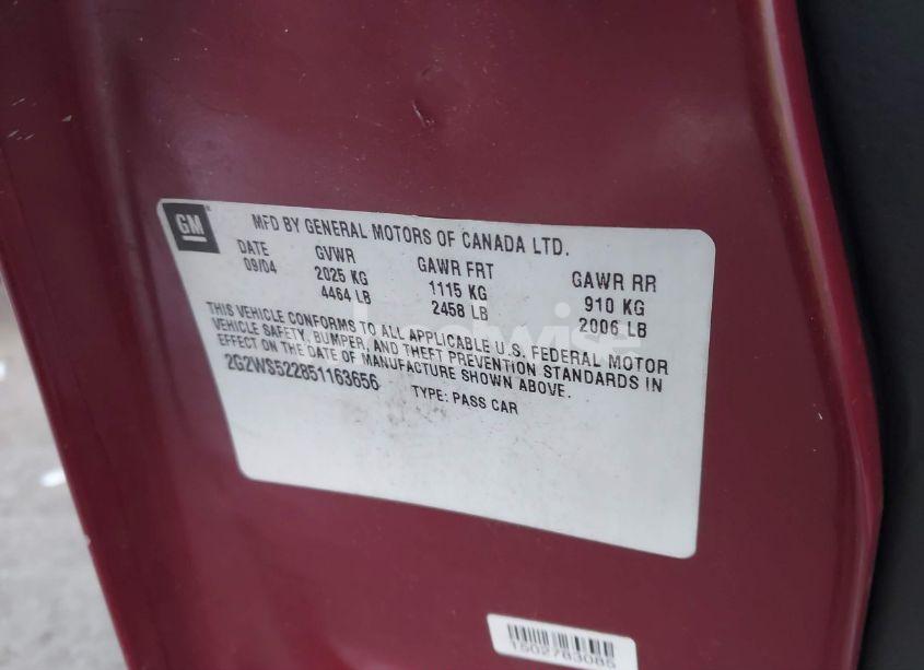 Photo 9 of 2005 Pontiac Grand PRIX GT (VIN 2G2WS522851163656)