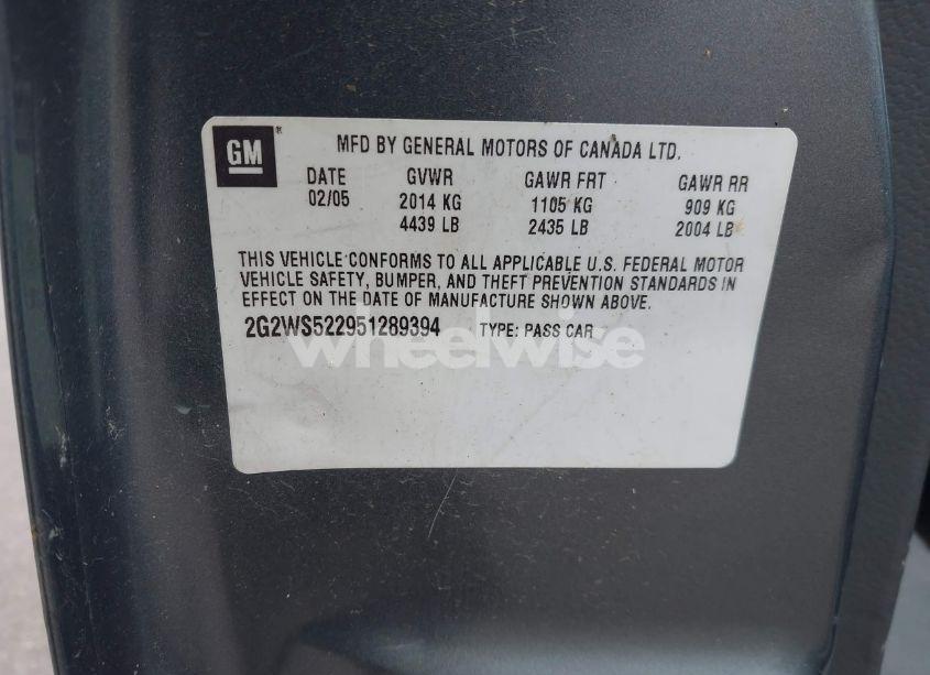 Photo 9 of 2005 Pontiac Grand PRIX GT (VIN 2G2WS522951289394)