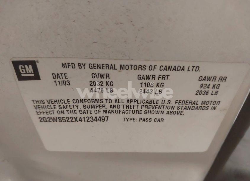 Photo 9 of 2004 Pontiac Grand PRIX GT2 (VIN 2G2WS522X41234497)