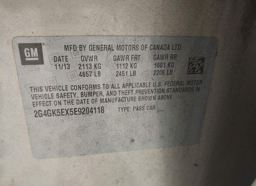 Photo 9 of 2014 Buick Regal TURBO (VIN 2G4GK5EX5E9204118)