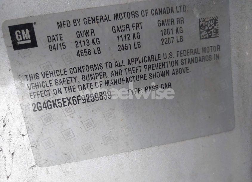 Photo 9 of 2015 Buick Regal TURBO (VIN 2G4GK5EX6F9259839)