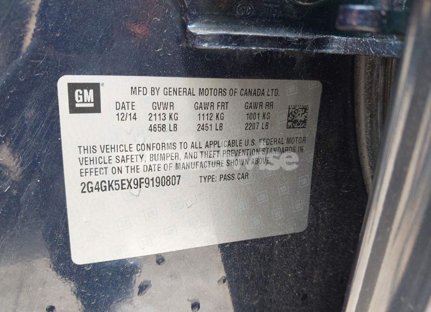 Photo 9 of 2015 Buick Regal TURBO (VIN 2G4GK5EX9F9190807)