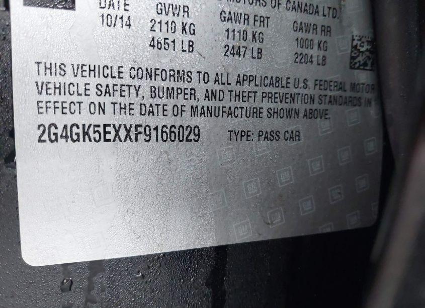 Photo 9 of 2015 Buick Regal TURBO (VIN 2G4GK5EXXF9166029)