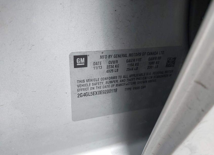 Photo 9 of 2014 Buick Regal TURBO (VIN 2G4GL5EX0E9200118)