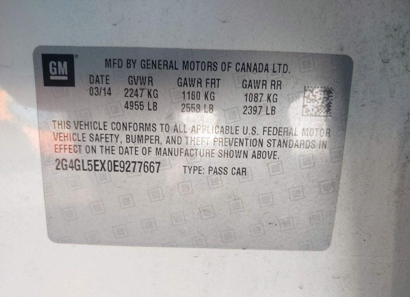 Photo 9 of 2014 Buick Regal TURBO (VIN 2G4GL5EX0E9277667)