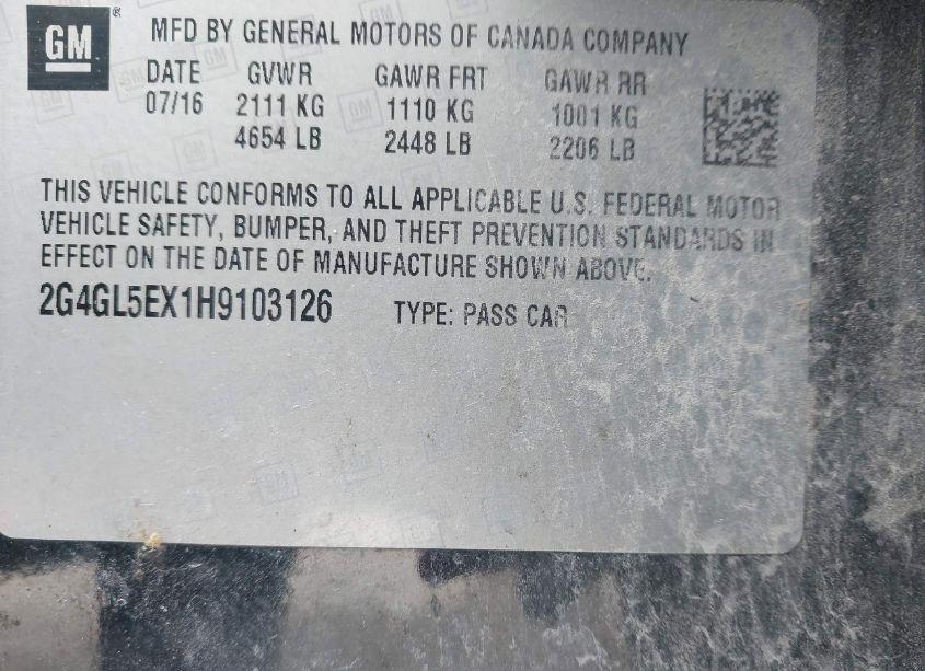 Photo 9 of 2017 Buick Regal TURBO SPORT TOURING (VIN 2G4GL5EX1H9103126)