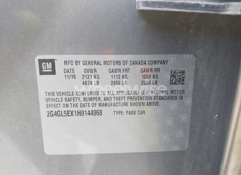 Photo 9 of 2017 Buick Regal TURBO SPORT TOURING (VIN 2G4GL5EX1H9144968)