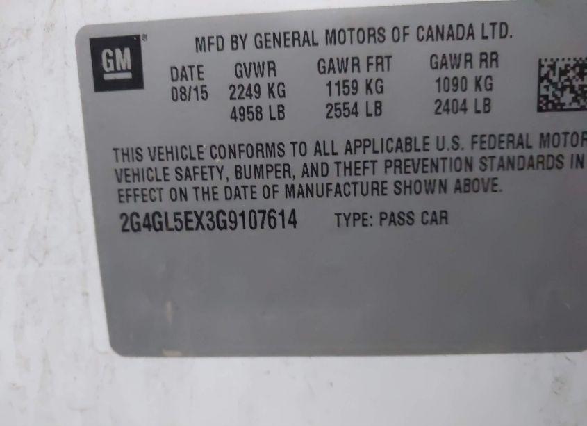 Photo 9 of 2016 Buick Regal TURBO (VIN 2G4GL5EX3G9107614)